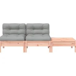 Loungebanken-vidaXL - Tuinbank 2-zits - Bruin - Hout - Met kussens en voetenbank