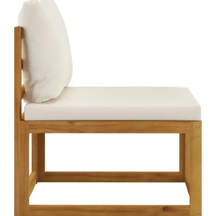 vidaXL - Tuinbank 4-zits - Crème - Acaciahout - Met kussens