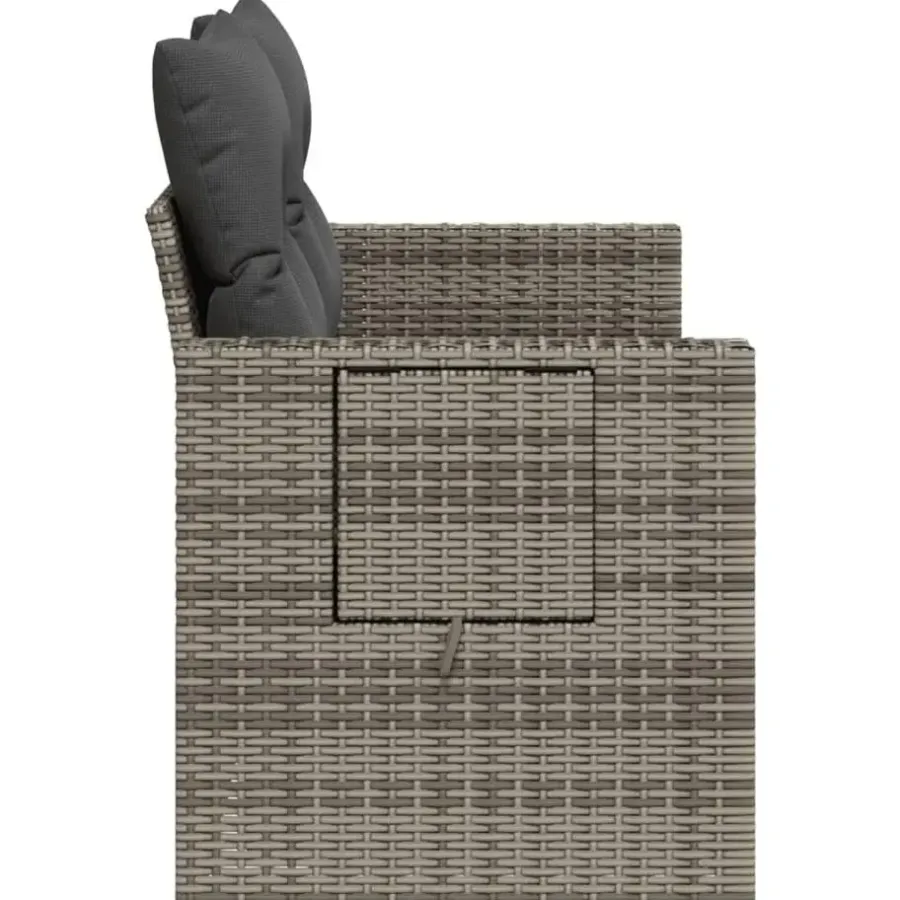 Loungebanken-vidaXL - Tuinbank 2-zits - Grijs - Poly rattan - Met kussens