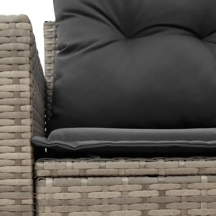 Loungebanken-vidaXL - Tuinbank 2-zits - Grijs - Poly rattan - Met kussens