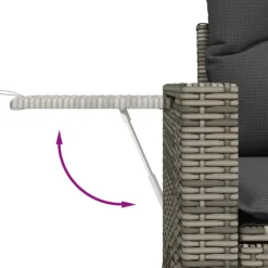 Loungebanken-vidaXL - Tuinbank 2-zits - Grijs - Poly rattan - Met kussens