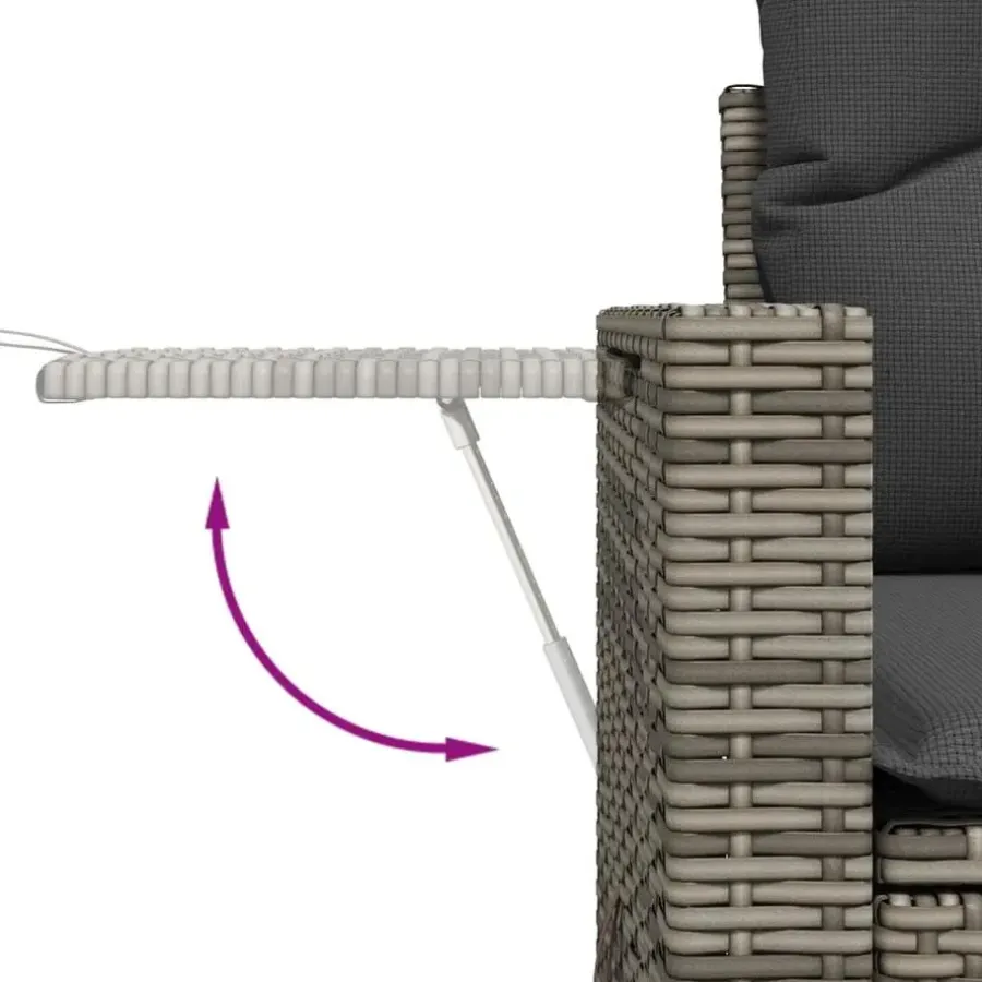Loungebanken-vidaXL - Tuinbank 2-zits - Grijs - Poly rattan - Met kussens