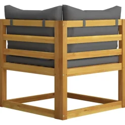 Loungebanken-vidaXL - Tuinbank 3-zits - Grijs - Acaciahout - Met kussens