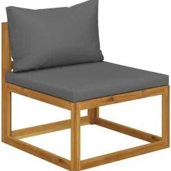 Loungebanken-vidaXL - Tuinbank 3-zits - Grijs - Acaciahout - Met kussens