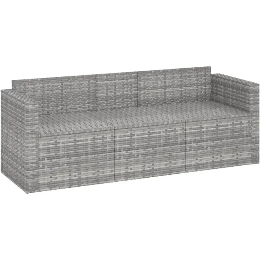 vidaXL - Tuinbank 3-zits - Grijs - Poly rattan - Met kussens