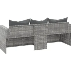 vidaXL - Tuinbank 3-zits - Grijs - Poly rattan - Met kussens