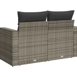Loungebanken-vidaXL - Tuinbank 2-zits - Grijs - Poly rattan - Met kussens