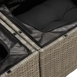 Loungebanken-vidaXL - Tuinbank 2-zits - Grijs - Poly rattan - Met kussens