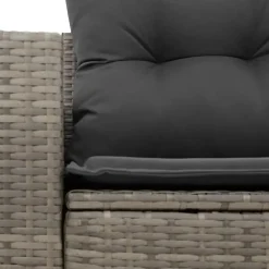 Loungebanken-vidaXL - Tuinbank 2-zits - Grijs - Poly rattan - Met kussens
