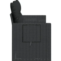 vidaXL - Tuinbank 2-zits - Zwart - Poly rattan - Met kussens