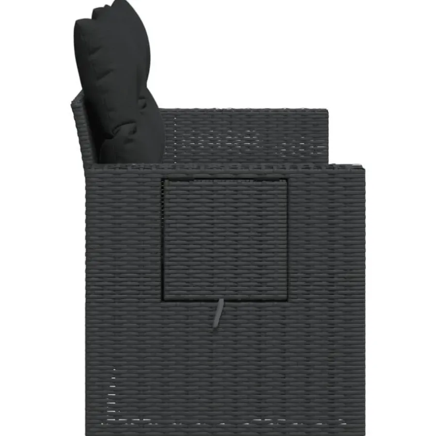 vidaXL - Tuinbank 2-zits - Zwart - Poly rattan - Met kussens
