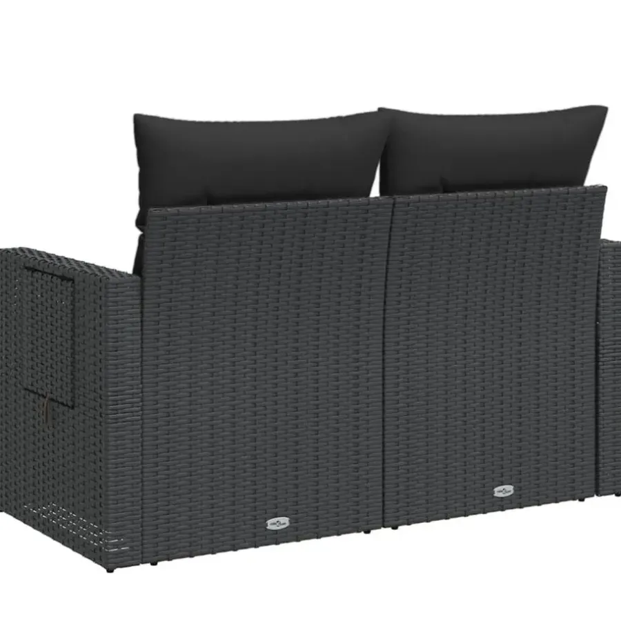 vidaXL - Tuinbank 2-zits - Zwart - Poly rattan - Met kussens