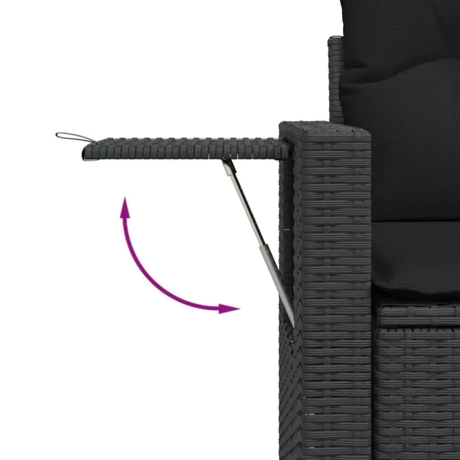 vidaXL - Tuinbank 2-zits - Zwart - Poly rattan - Met kussens
