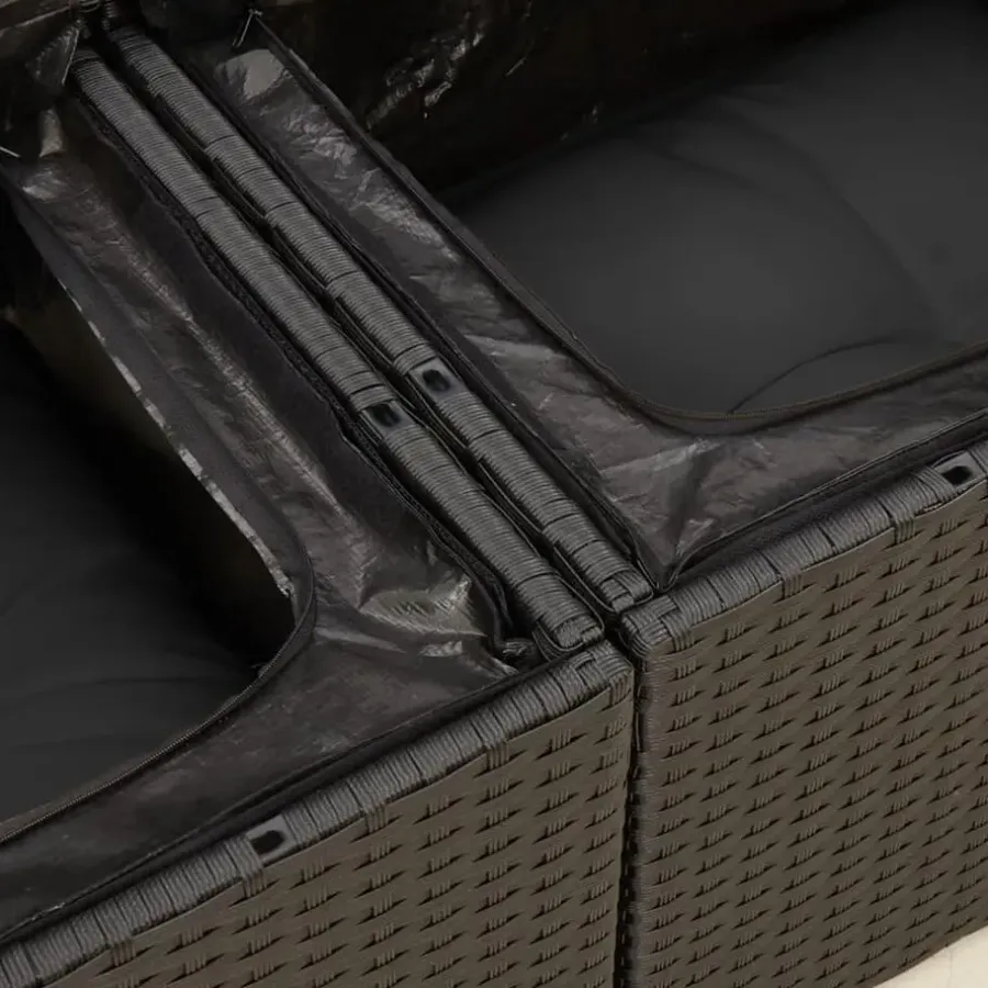 vidaXL - Tuinbank 2-zits - Zwart - Poly rattan - Met kussens