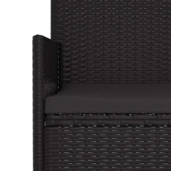vidaXL - Tuinbank 2-zits - Zwart - Poly rattan - Met zwart kussens