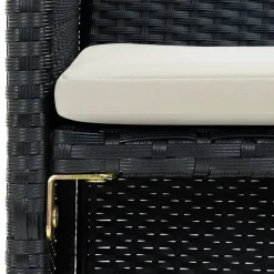 vidaXL - Tuinbank 2-zits - Zwart - Poly rattan - Met kussens