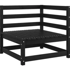 Loungebanken-vidaXL - Tuinbank 2-zits - Zwart - Grenenhout - Met kussens