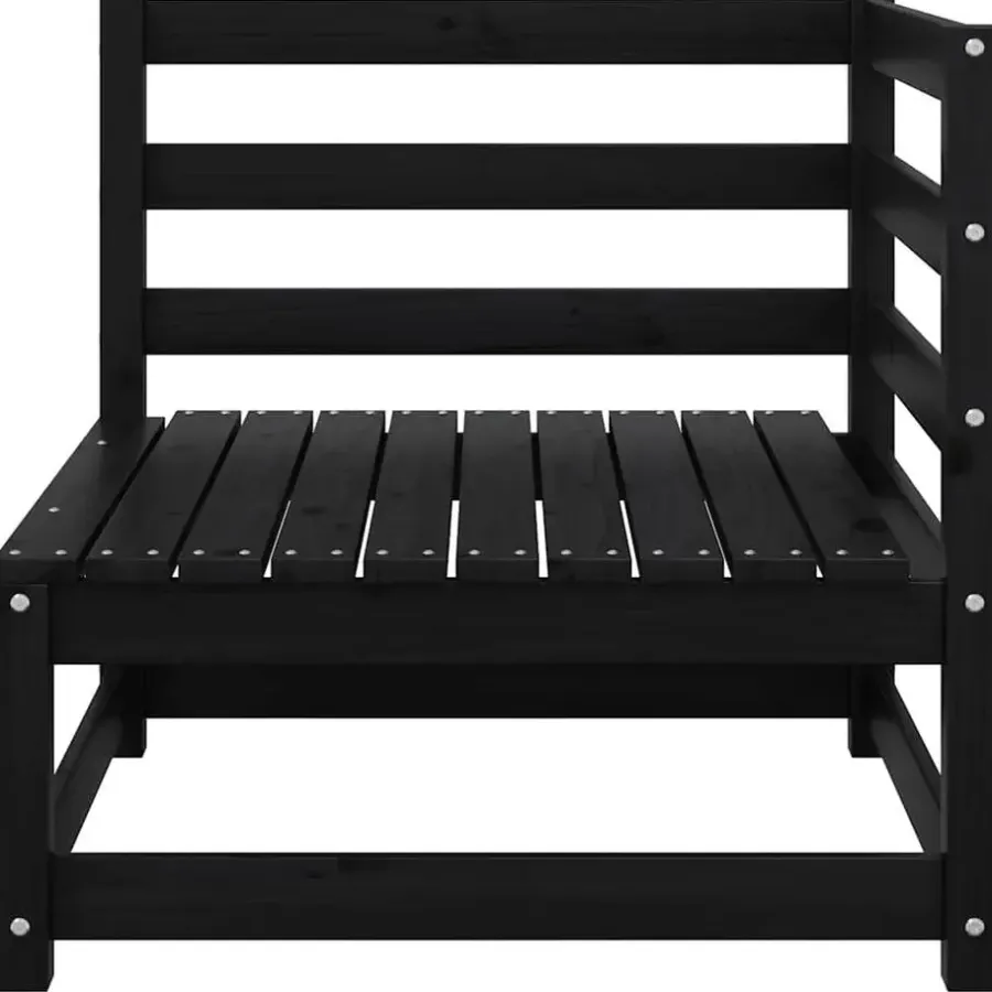 Loungebanken-vidaXL - Tuinbank 2-zits - Zwart - Grenenhout - Met kussens