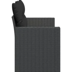 vidaXL - Tuinbank 2-zits - Zwart - Poly rattan - Met kussens