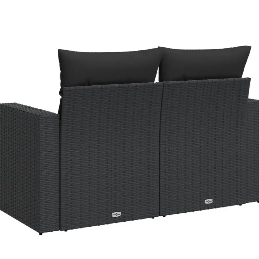 vidaXL - Tuinbank 2-zits - Zwart - Poly rattan - Met kussens