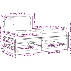 Palletbanken-vidaXL - Tuinbank zonder armleuningen - Bruin - Hout - Met kussens en voetenbank