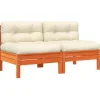 vidaXL - Tuinbank zonder armleuning - Bruin - Hout - 2 stuks - Met kussens