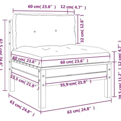 vidaXL - Tuinbank zonder armleuning - Bruin - Hout - 2 stuks - Met kussens