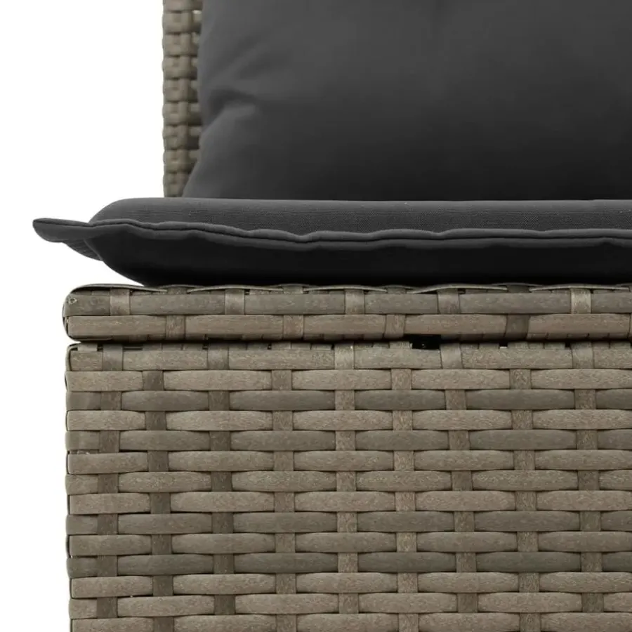 vidaXL - Tuinbank zonder armleuning - Grijs - Poly rattan - Met kussens