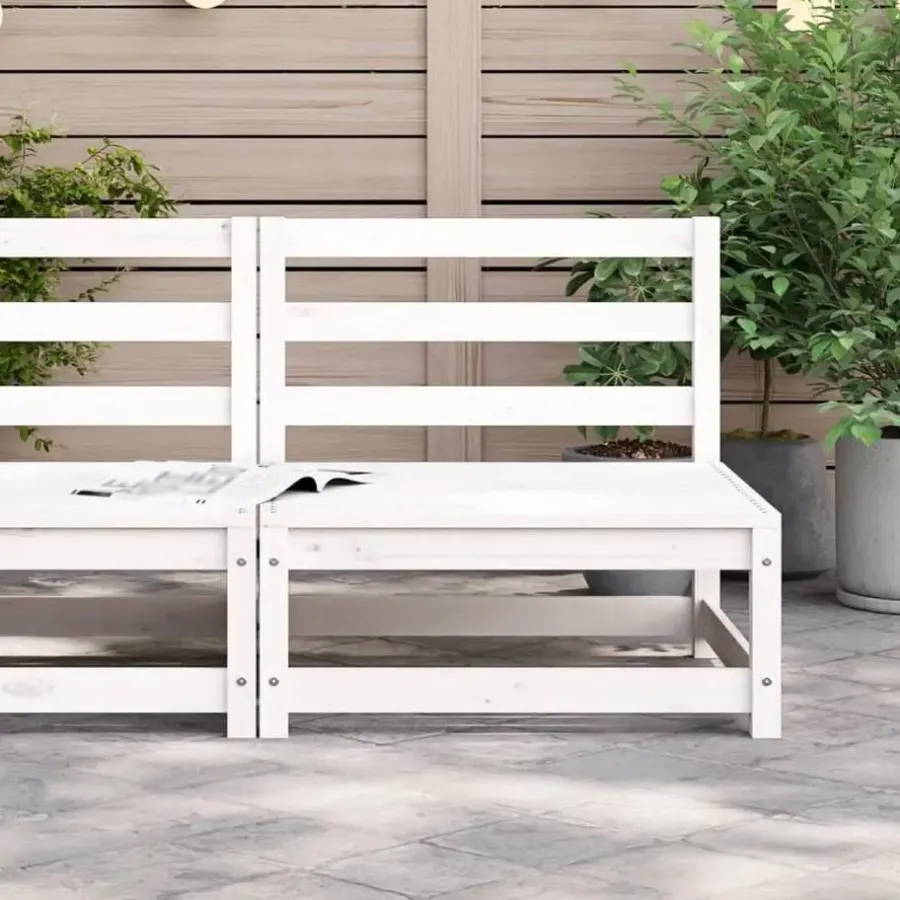 Loungeset Elementen-vidaXL - Tuinbank zonder armleuningen - Wit - Grenenhout - 70x70 67 cm