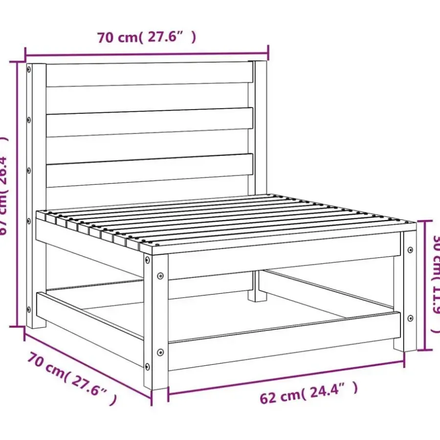 Loungeset Elementen-vidaXL - Tuinbank zonder armleuningen - Wit - Grenenhout - 70x70 67 cm
