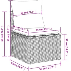 vidaXL - Tuinbank zonder armleuning - Beige - Poly rattan - Met kussens