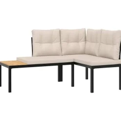 Tuinbanken-vidaXL - Tuinbanken met taupe kussens - Gepoedercoat staal - 2 stuks