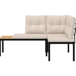 Tuinbanken-vidaXL - Tuinbanken met taupe kussens - Gepoedercoat staal - 2 stuks
