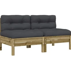 Tuinbanken-vidaXL - Tuinbanken zonder armleuninge - Bruin - Hout - 2 stuks