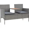 vidaXL - Tuinbankje - Grijs - Poly rattan