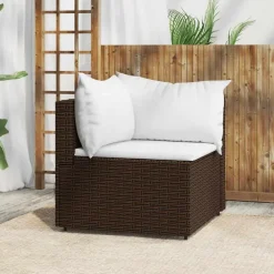 Loungeset Elementen-vidaXL - Tuinhoekbank - Bruin - Poly rattan - Met kussens