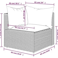 Loungeset Elementen-vidaXL - Tuinhoekbank - Bruin - Poly rattan - Met kussens