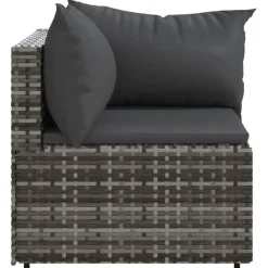 Loungeset Elementen-vidaXL - Tuinhoekbank - Grijs - Poly rattan - Met kussens