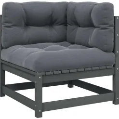 Loungeset Elementen-vidaXL - Tuinhoekbank - Grijs - Grenenhout - Met antracietkleurige kussens