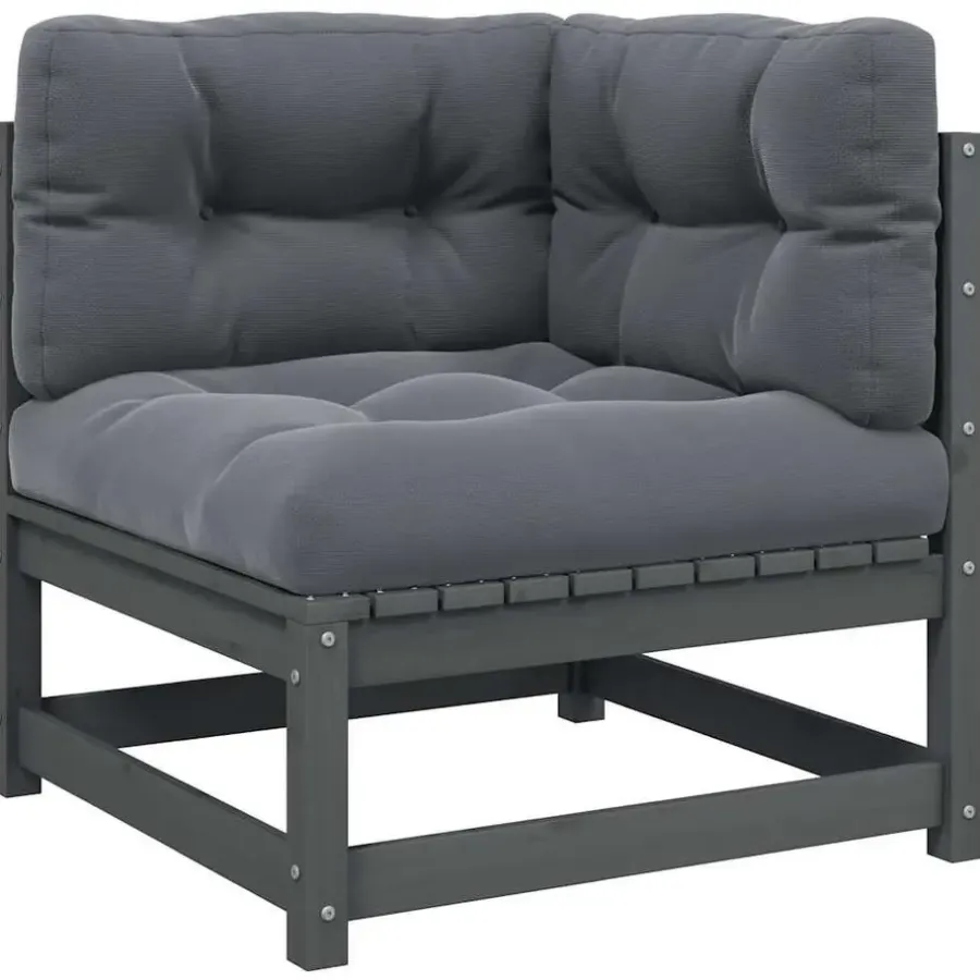 Loungeset Elementen-vidaXL - Tuinhoekbank - Grijs - Grenenhout - Met antracietkleurige kussens