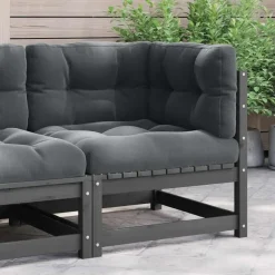 Loungeset Elementen-vidaXL - Tuinhoekbank - Grijs - Grenenhout - Met antracietkleurige kussens