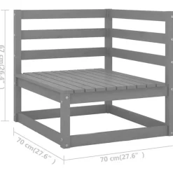 Loungeset Elementen-vidaXL - Tuinhoekbank - Grijs - Grenenhout - Met antracietkleurige kussens