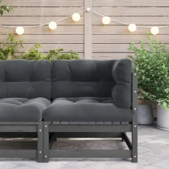 Loungeset Elementen-vidaXL - Tuinhoekbank - Grijs - Grenenhout - Met antracietkleurige kussens