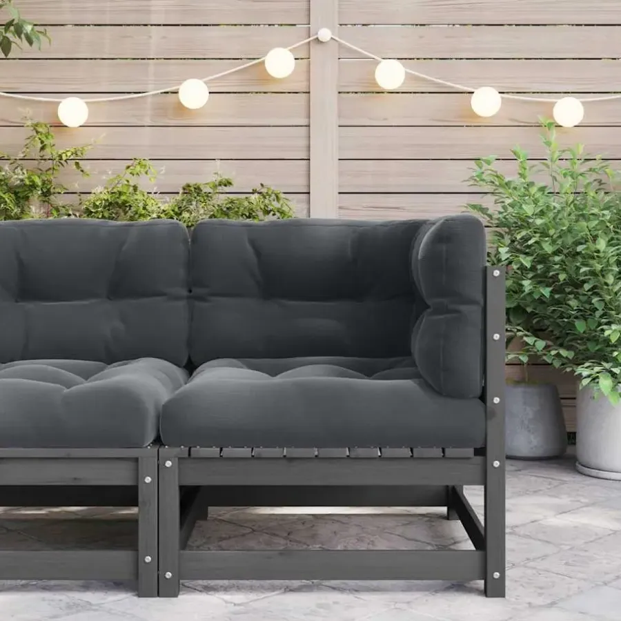 Loungeset Elementen-vidaXL - Tuinhoekbank - Grijs - Grenenhout - Met antracietkleurige kussens