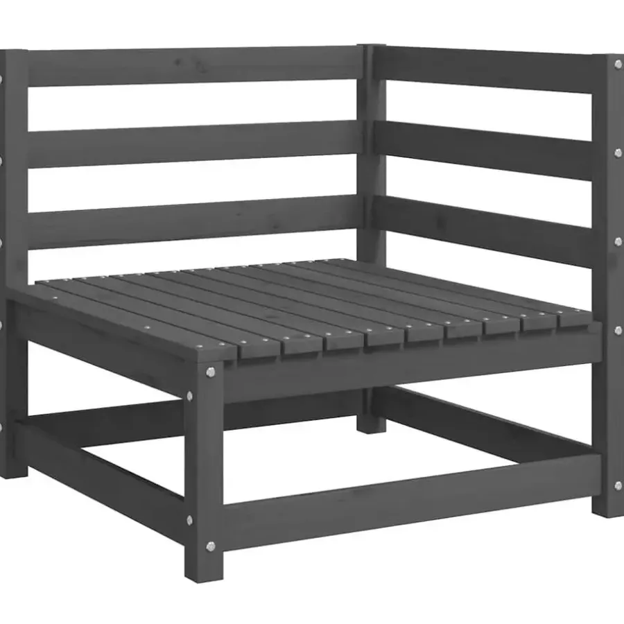 Loungeset Elementen-vidaXL - Tuinhoekbank - Grijs - Grenenhout - Met antracietkleurige kussens