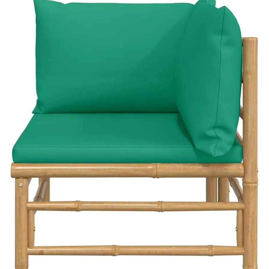 vidaXL - Tuinhoekbank - Groen - Bamboe - Met kussens