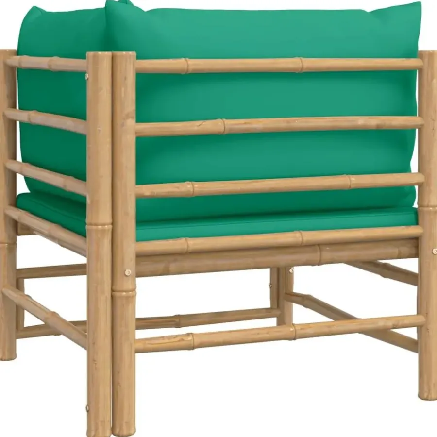 vidaXL - Tuinhoekbank - Groen - Bamboe - Met kussens
