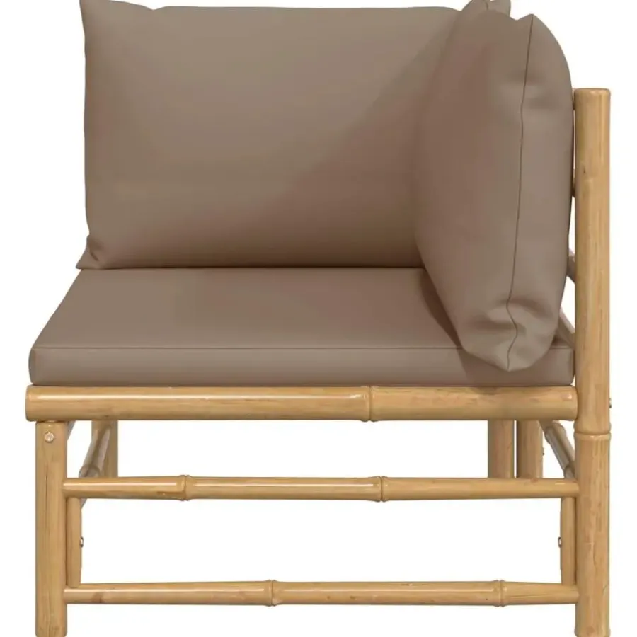 vidaXL - Tuinhoekbank - Taupe - Bamboe - Met kussens
