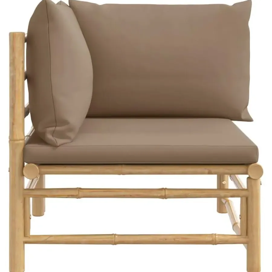 vidaXL - Tuinhoekbank - Taupe - Bamboe - Met kussens