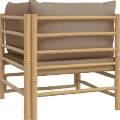 vidaXL - Tuinhoekbank - Taupe - Bamboe - Met kussens